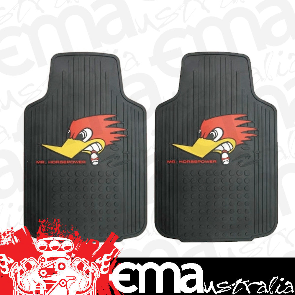 Mooneyes MNCSC37 Rubber Floor Mats Clay Smith w/ Woodpecker Logo