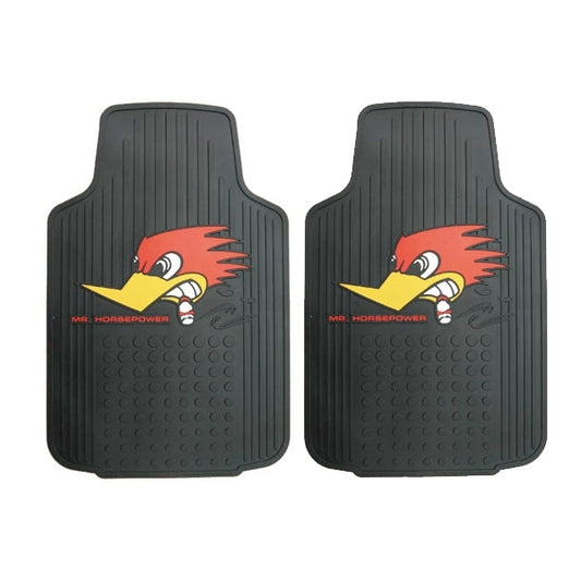 Mooneyes MNCSC37 Rubber Floor Mats Clay Smith w/ Woodpecker Logo