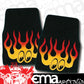 Mooneyes MNDKMP075FFBK Carpet Floor Mats Black w/ Red & Yellow Flames 36" x 20"