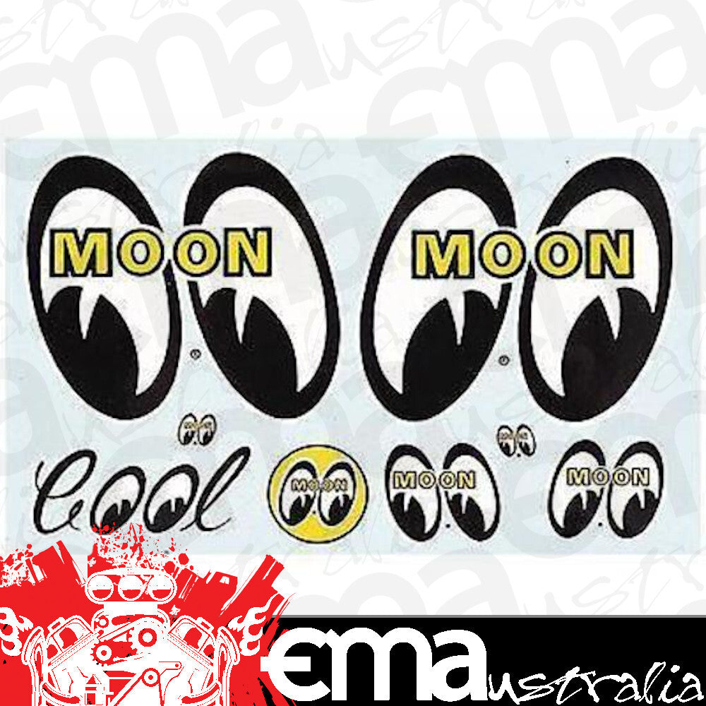 Mooneyes MNDM001 Original Moon Assorted Sticker Sheet 8 Stickers