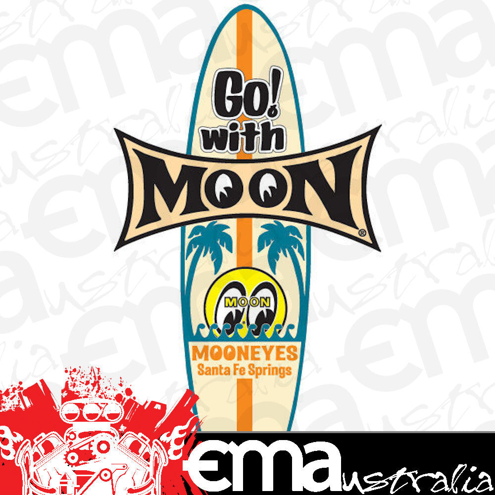 Mooneyes MNDM147 Moon Surfboard Decal 9" x 5" Go w/ Moon