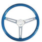 Mooneyes MNGS270CMBL Moon 15" California Blue Flake Steering Wheel Chrome 3 Spoke