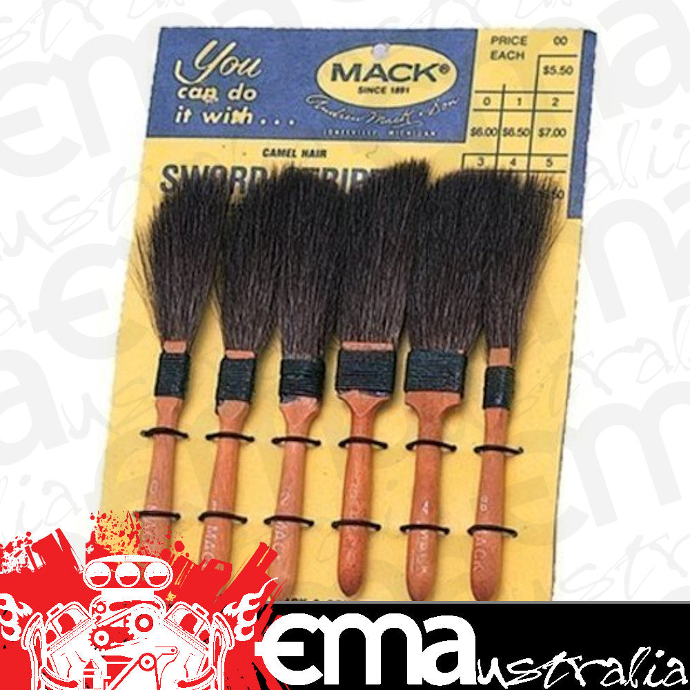 Mooneyes MNIG091 Mack Brush Set Series 20 6 Pinstripe Brush Sizes