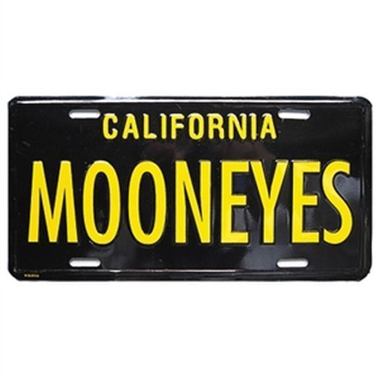 Mooneyes MNMG081BK California Metal License Plate Black w/Yellow