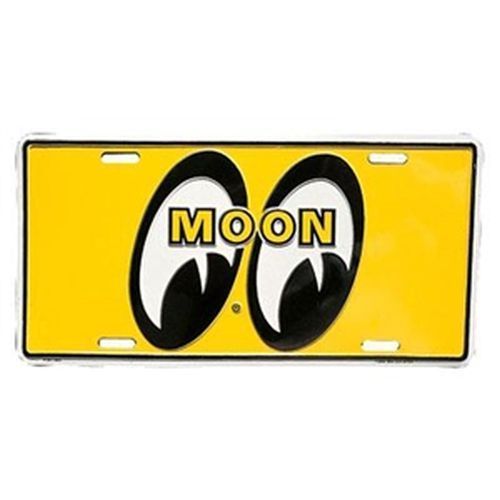 Mooneyes MNMG108 Moon Metal License Plate Mooneye Logo Yellow