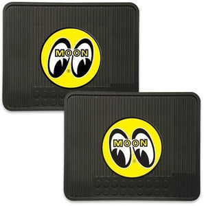 Mooneyes MNMP081BK Rubber Floor Mats Rear Black w/ Yellow Logo 1Pr
