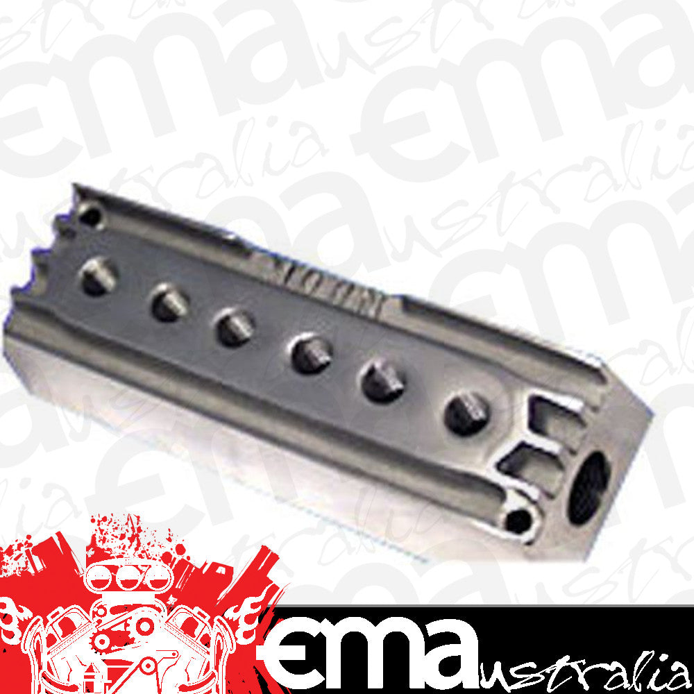 Mooneyes MNMP1013 Fuel Block Finned Cast Aluminium 6 x 1/8" Npt Outlets Ports