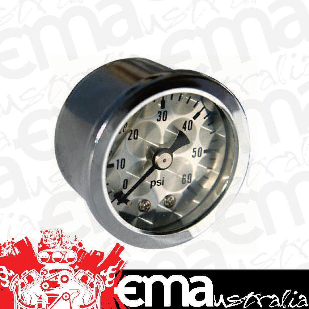 Mooneyes MNMPG215LF 1-1/2" Fuel Pressure Gauge 0-60 PSI Engine Turned Facia