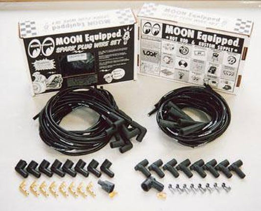 Mooneyes MNMQTA2442 Black Universal Lead Set Str Spark Plug w/ STD or HEI Dis