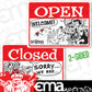 Mooneyes MNRAF231 Rat Fink Double Sided Open Closed Sign Red & White Horizontal