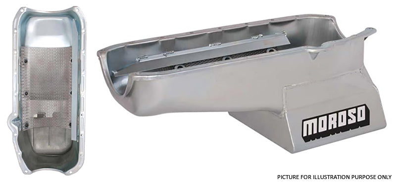 Moroso MO20206 Oil Pan Steel 8-1/4" Deep 6.6L (Suit SB Chev 1986-On R/H Dipstick 1-Piece Main)