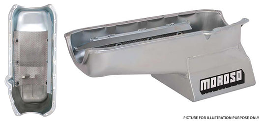 Moroso MO20206 Oil Pan Steel 8-1/4" Deep 6.6L (Suit SB Chev 1986-On R/H Dipstick 1-Piece Main)