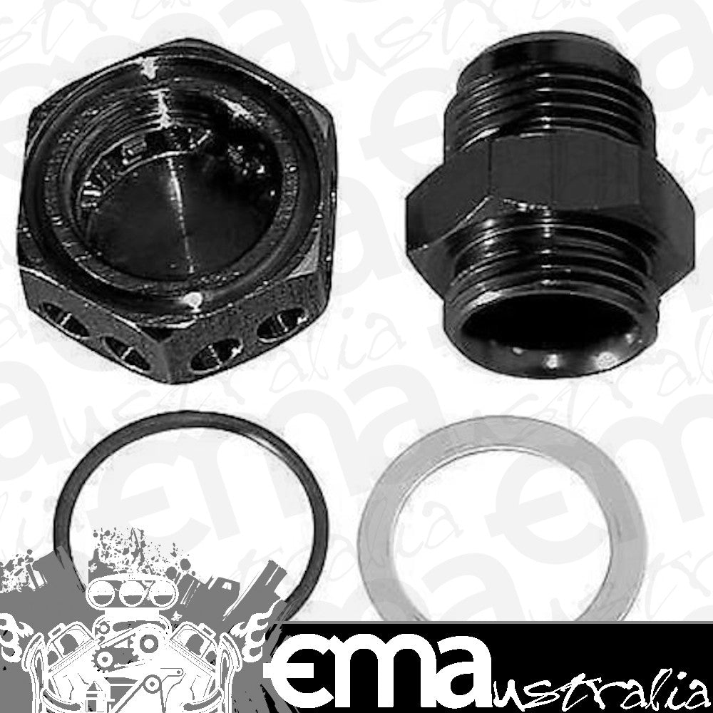 Moroso MO22635 Vacuum Pump Fitting Positive Seal Vented -12An O-Ring Seal Black