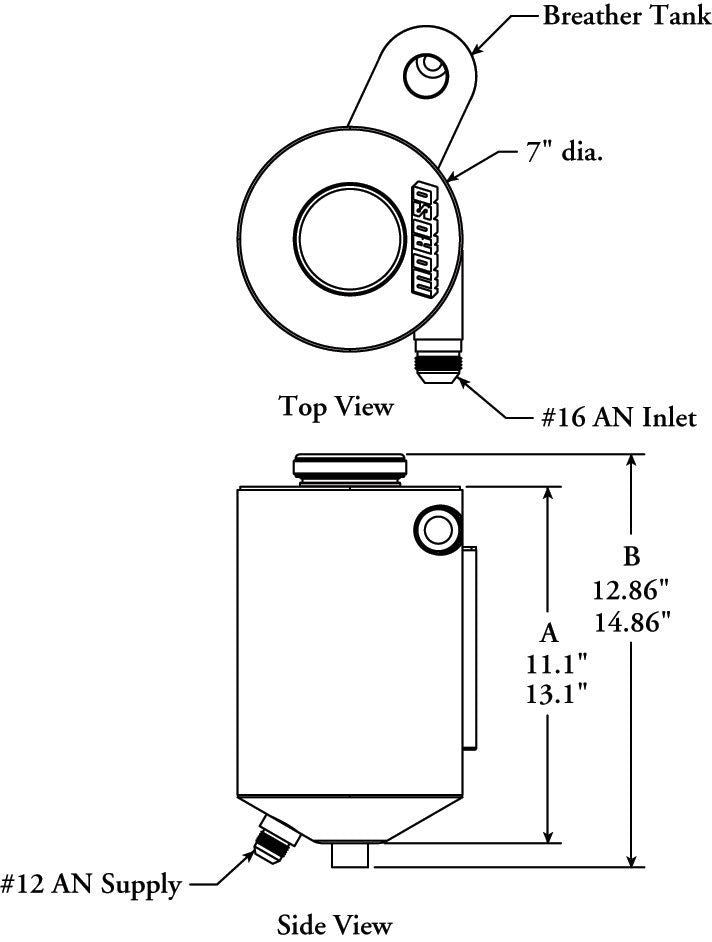Moroso MO22687 5.7L Dry Sump Oil Tank Integral Breather 14.860"L X 7" Dia.