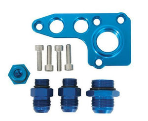 Moroso MO23681 Remote Oil Filter Adapter Ford 4.6/5.4L V8 Blue Anodized