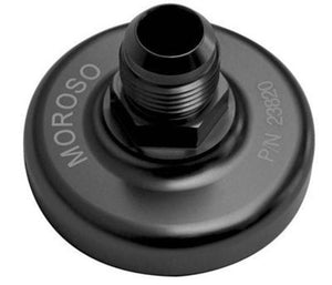 Moroso MO23780 Oil Filter Block Off Plate; BBc/SBc w/Bolt Hole In Center Of Filter Pad; Dry Sump/External Oil Pump; Drilled/Tapped 0.5 In. Npt Fitting