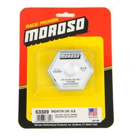 Moroso MO63309 Radiator Cap Steel Hexagon Logo 8-10 PSI (each)