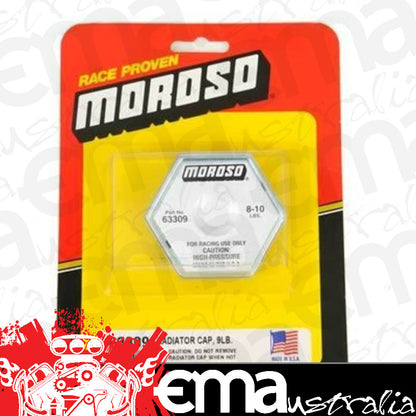 Moroso MO63309 Radiator Cap Steel Hexagon Logo 8-10 PSI (each)