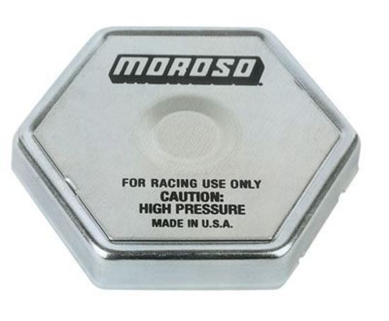 Moroso MO63328 Racing Radiator Cap; Standard Size Radiator Filler Necks; 27-29 Lbs.; Stainless Steel Spring; Incl. Solid Brass Spring Retainer;