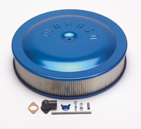 Moroso MO65902 Racing Air Cleaner 14" Dia with 3" Filter Blue Anodised Aluminium (Pvc Adapter Included)