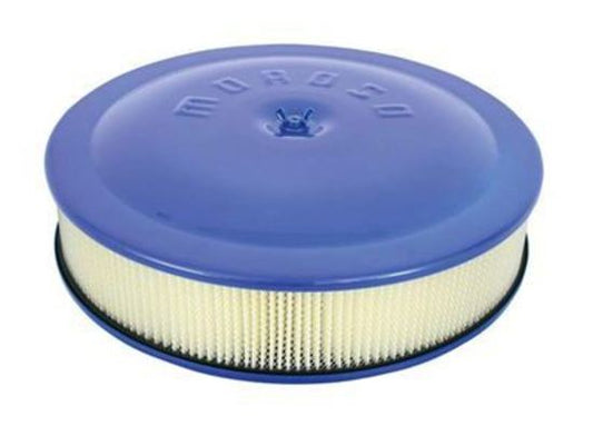 Moroso MO65906 Air Cleaner 14 Inch X 3 Inch Blue Powder Coat Alum with 3 Inch Filter Hardware Included