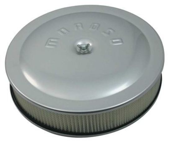 Moroso MO65907 Air Filter Assembly 14 In. Dia. Round Aluminium Clear 3 In. Filter Dropped Base 5 1/8 In. Inlet (each)