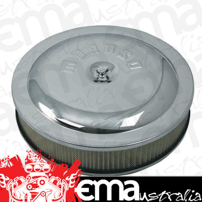 Moroso MO65910 Hand Polished Chrome 14" X 3" Air Cleaner Assembly Logo