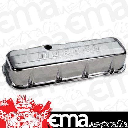 Moroso MO68113 Valve Covers Tall Steel Chrome Logo Chevrolet Big Block Pair