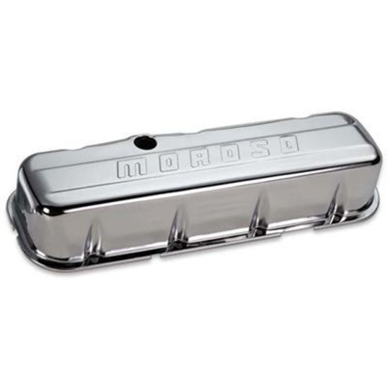 Moroso MO68113 Valve Covers Tall Steel Chrome Logo Chevrolet Big Block Pair