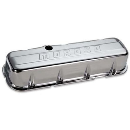 Moroso MO68113 Valve Covers Tall Steel Chrome Logo Chevrolet Big Block Pair