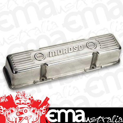 Moroso MO68401 Valve Covers Tall Aluminium Polished Logo Chevrolet Small Block Pair