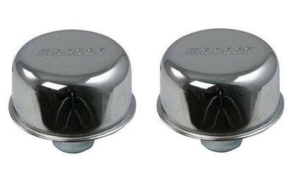 Moroso | MO68740 | Push-In Valve Cover Breathers Chrome with Logo 1 Pair