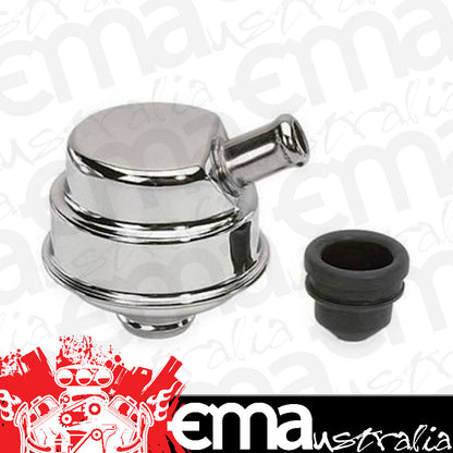 Moroso MO68781 Valve Cover Breather Push-In Round Steel Chrome Plain (each)