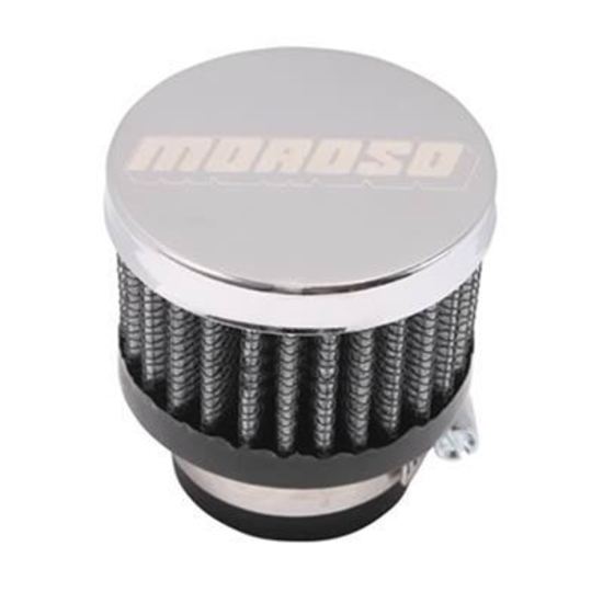 Moroso MO68791 Valve Cover Breather Clamp -On Round Steel/RuBBer Chrome/Black Logo (each)