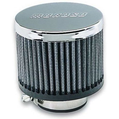 Moroso MO68815 Valve Cover Breather Clamp -On Round Steel/RuBBer Chrome/Black 1 3/8 In. Nipple Logo (each)