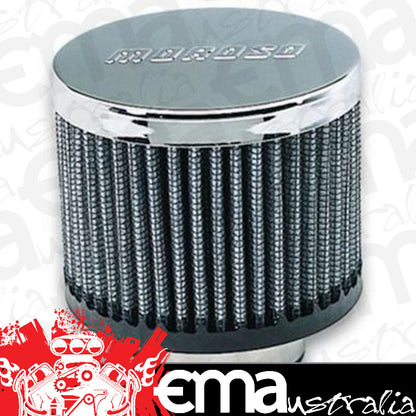 Moroso MO68815 Valve Cover Breather Clamp -On Round Steel/RuBBer Chrome/Black 1 3/8 In. Nipple Logo (each)