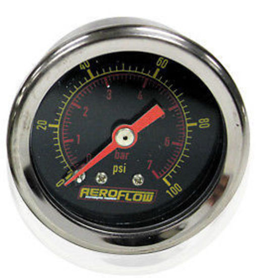 AEROFLOW 1-1/2" LIQUID FILLED 0-100 PSI PRESSURE GAUGE BLACK FACE AF30-2001