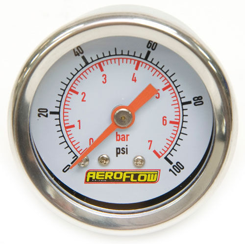 AEROFLOW 1-1/2" PRESSURE GAUGE 0-100 PSI WHITE FACE AF30-2007