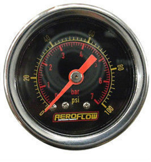 Aeroflow AF30-2008 1-1/2" 0-30 Psi Liq Fill Gaugeblack Face Orange Pointer