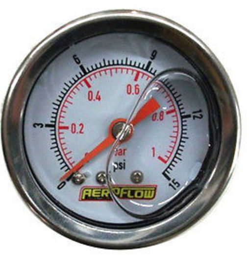 AEROFLOW 1-1/2" LIQUID FILLED 0-30 PSI PRESSURE GAUGE WHITE FACE AF30-2009
