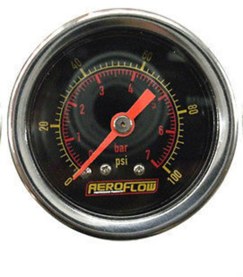 Aeroflow AF30-2010 1-1/2" 0-30 Psi Press Gauge Black Face Orange Pointer