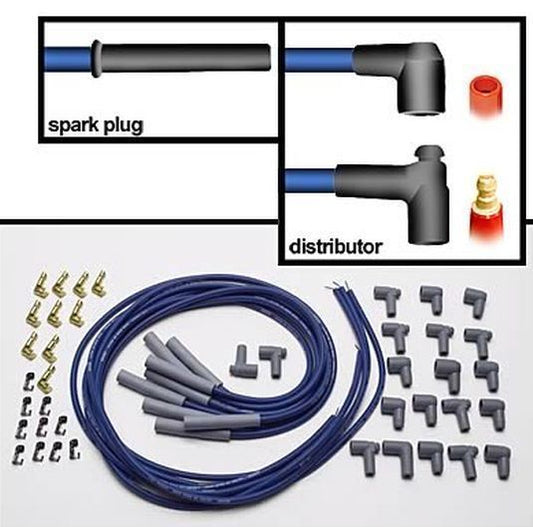 Moroso MO73801 Ultra-40 V8 8.65Mm Spark Plug Lead Set Straight Boots Blue
