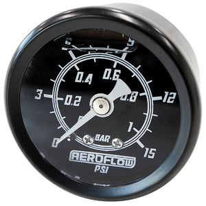 Aeroflow AF30-2200 1-1/2" 0-15 Psi Liq Fill Gaugeblack Face White Pointer