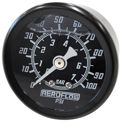 Aeroflow AF30-2201 1-1/2" 0-100 Psi Liq Fil Gaugeblack Face White Pointer