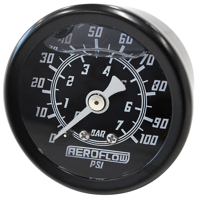 Aeroflow AF30-2201 1-1/2" 0-100 Psi Liq Fil Gaugeblack Face White Pointer