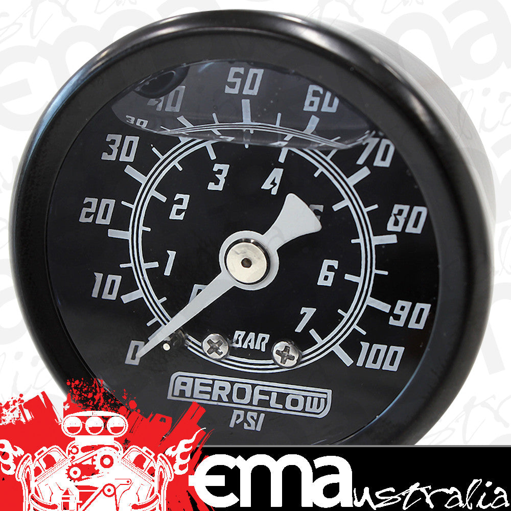 Aeroflow AF30-2201 1-1/2" 0-100 Psi Liq Fil Gaugeblack Face White Pointer