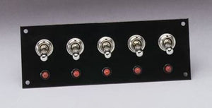 Moroso MO74133 Toggle Switch Panel; Dash Mount; 2 In. X 5.5 In.; Incl. 5 On/Off Switches/7 Station Fuse Panel;
