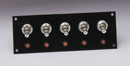 Moroso MO74133 Toggle Switch Panel; Dash Mount; 2 In. X 5.5 In.; Incl. 5 On/Off Switches/7 Station Fuse Panel;