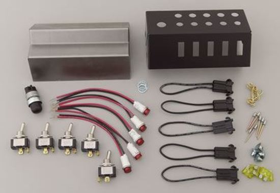 Moroso MO74135 Toggle Switch Panel; Cage Mount; 7 In. Length; Incl. 5 On/Off Switches w/Starter Button/Bracket;