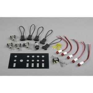Moroso MO74139 Toggle Switch Panel; 4 X 7.75 In.; Dash Mount; Fiber Design; Starter Button; .5 In Led; Black/Black; 12 Volt Single-Pole/35 Amp Inducti